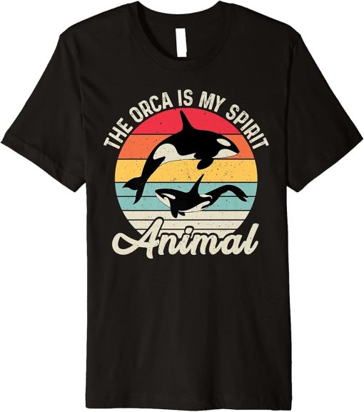 The Orca Is My Spirit Animal Retro Vintage Orca Whale Premium T-Shirt