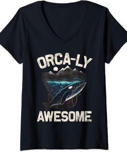 Womens Whales Watch Dolphin Pottwhal Funny Saying Orca Whale V-Neck T-Shirt