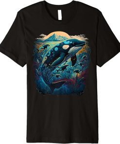 Colourful mystical orca whale watching dolphin pottwhale orca whale Premium T-Shirt