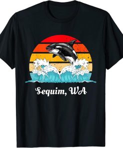 Vintage Sequim WA Distressed Orca Killer Whale Art T-Shirt