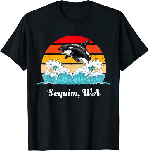 Vintage Sequim WA Distressed Orca Killer Whale Art T-Shirt