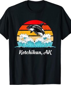 Vintage Ketchikan AK Distressed Orca Killer Whale Art T-Shirt