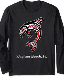 Native American Daytona Beach Florida Red Orca Killer Whale Long Sleeve T-Shirt