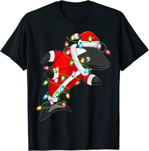 Orca Lover Xmas Lighting Santa Orca Christmas T-Shirt